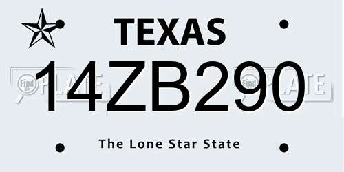 14ZB290 Texas License Plate