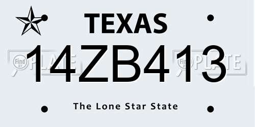 14ZB413 Texas License Plate