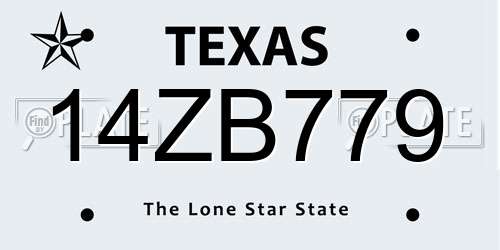 14ZB779 Texas License Plate