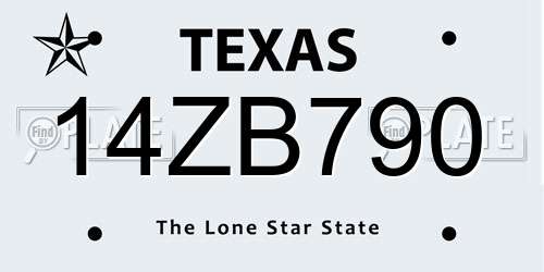 14ZB790 Texas License Plate
