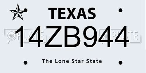 14ZB944 Texas License Plate