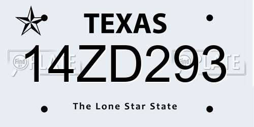 14ZD293 Texas License Plate