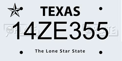 14ZE355 Texas License Plate