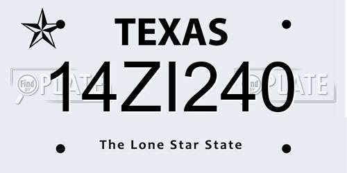 14ZI240 Texas License Plate
