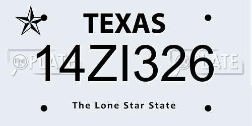 14ZI326 Texas License Plate