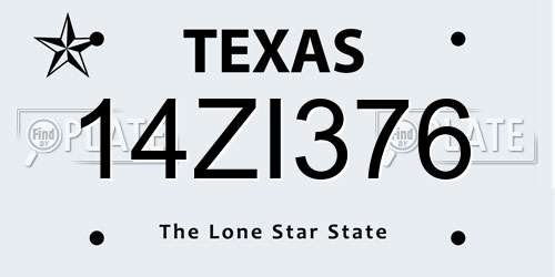 14ZI376 Texas License Plate