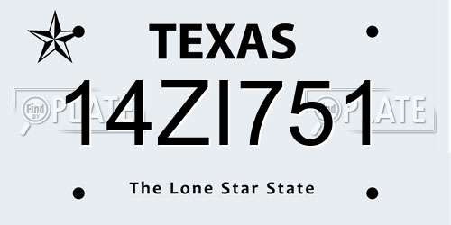 14ZI751 Texas License Plate