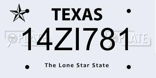 14ZI781 Texas License Plate
