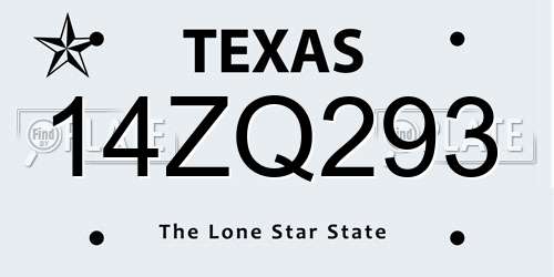 14ZQ293 Texas License Plate