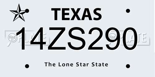 14ZS290 Texas License Plate