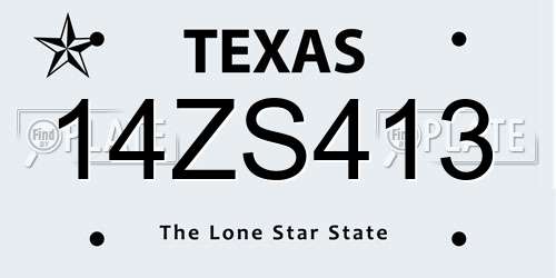 14ZS413 Texas License Plate