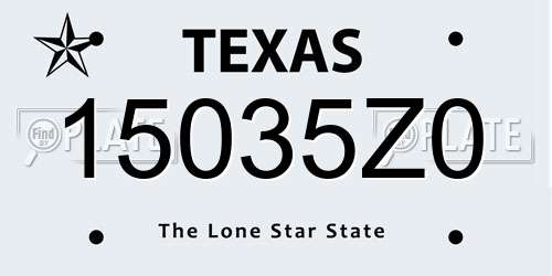 15035Z0 Texas License Plate