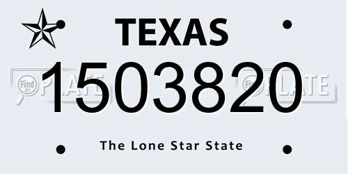 1503820 Texas License Plate