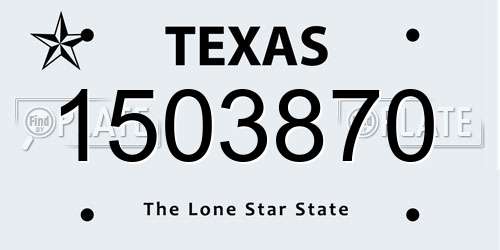 1503870 Texas License Plate