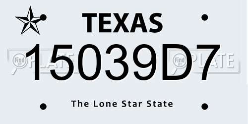 15039D7 Texas License Plate