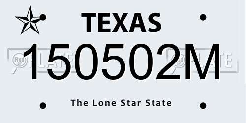 150502M Texas License Plate