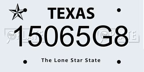 15065G8 Texas License Plate