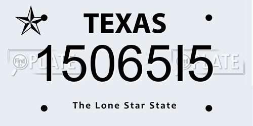 15065I5 Texas License Plate