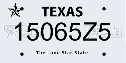 15065Z5 Texas License Plate