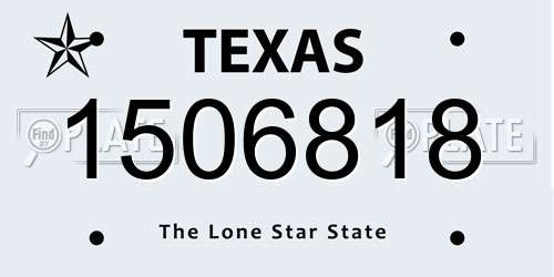 1506818 Texas License Plate