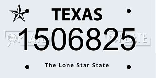 1506825 Texas License Plate