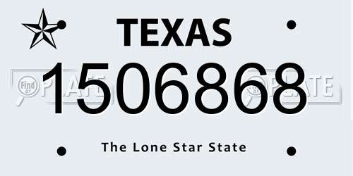 1506868 Texas License Plate