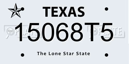 15068T5 Texas License Plate