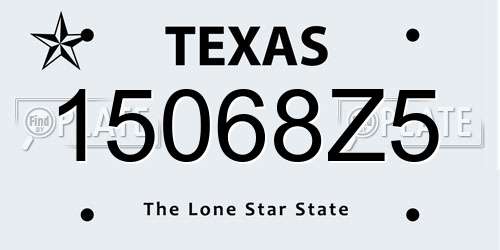 15068Z5 Texas License Plate