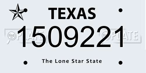 1509221 Texas License Plate