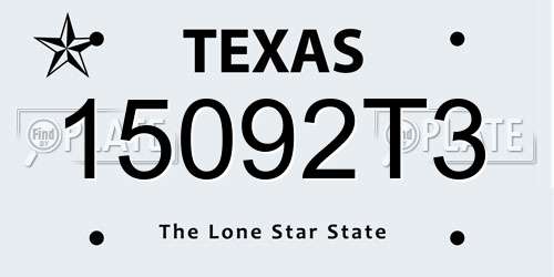 15092T3 Texas License Plate