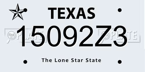 15092Z3 Texas License Plate