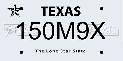 150M9X Texas License Plate
