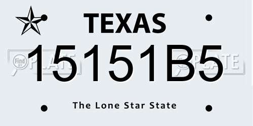 15151B5 Texas License Plate
