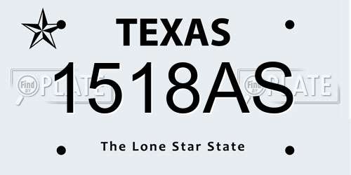 1518AS Texas License Plate