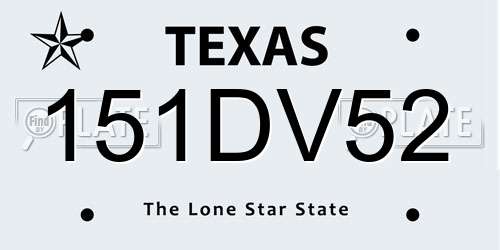 151DV52 Texas License Plate
