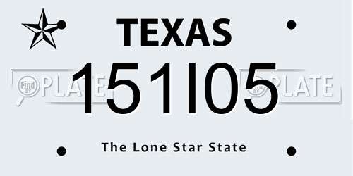 151I05 Texas License Plate