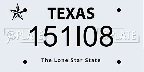 151I08 Texas License Plate