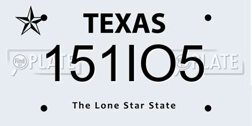 151IO5 Texas License Plate