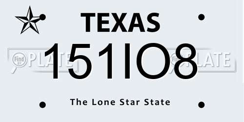 151IO8 Texas License Plate