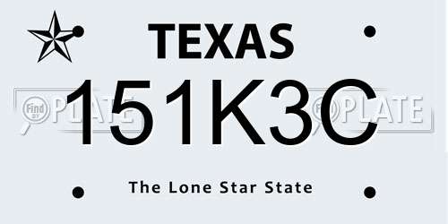 151K3C Texas License Plate