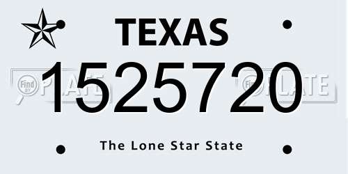 1525720 Texas License Plate