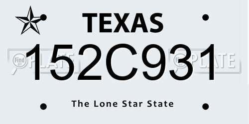 152C931 Texas License Plate
