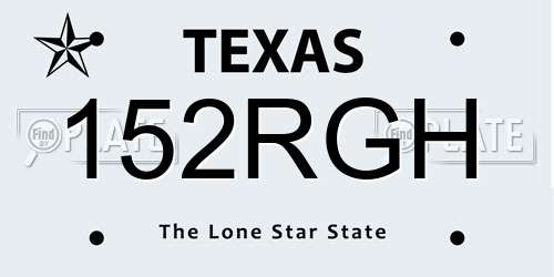 152RGH Texas License Plate