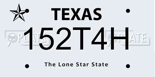 152T4H Texas License Plate