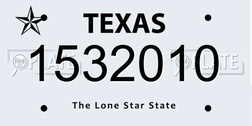 1532010 Texas License Plate