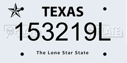 153219L Texas License Plate