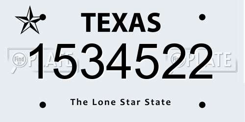 1534522 Texas License Plate