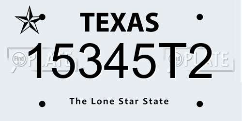 15345T2 Texas License Plate