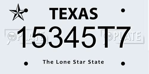 15345T7 Texas License Plate