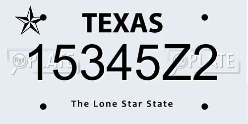 15345Z2 Texas License Plate